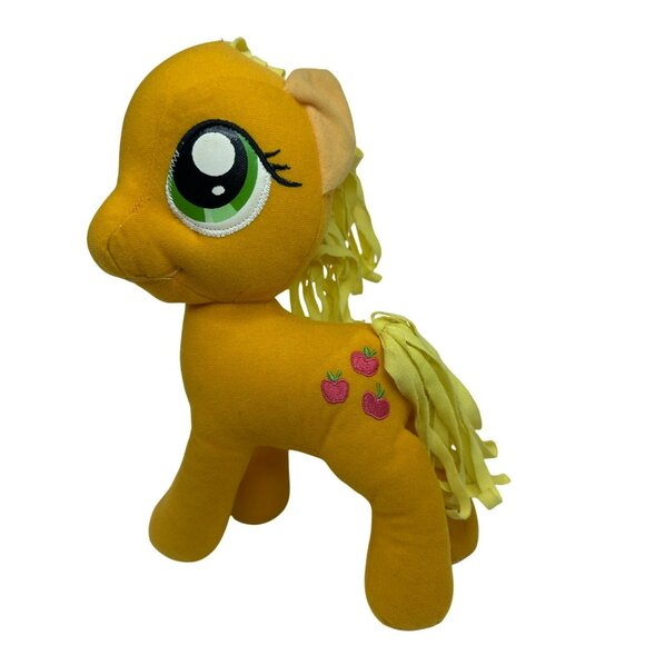 My Little Pony Applejack Plush Toy 12" Tall Yellow & Green With Embroidered Appl - Picture 1 of 5